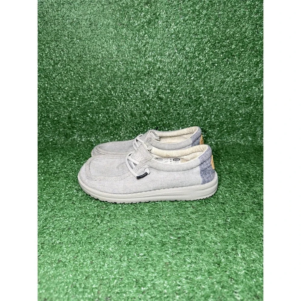 Hey Dude Wally Youth Kids Size 2 Steel Grey Slip On Shoes Comfort Walking Loafer